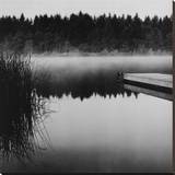Misty Dock, Salt Spring Island Stretched Canvas Print