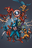 Official Handbook: Avengers 2005 Cover: Captain America, Hulkling and Cage Giant Art Print