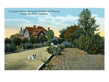 California - Country Home Among Oranges and Flowers Scene