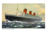 View of Cunard Ocean Liner Queen Mary