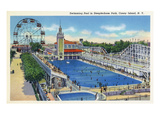 Coney Island, New York - Steeplechase Park Swimming Pool View