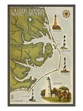 Lighthouse and Town Map - Outer Banks, North Carolina
