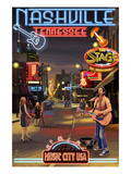 Nashville, Tennessee - Broadway at Night