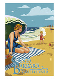 Santa Barbara, California - Woman on Beach