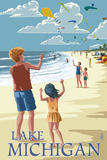 Lake Michigan - Children Flying Kites