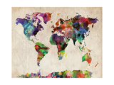 World Map Urban Watercolour
