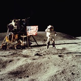 Apollo 16 Astronaut Salutes the US Flag on the Moon, July 21-24, 1971
