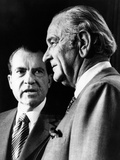 President Richard Nixon Talks with Former Pres Lyndon Johnson in the New Press Room in White House
