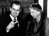 Vice Pres Richard Nixon and Eleanor Roosevelt at Dedication Ceremonies New B'nai B'rith Building
