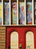 Three Men Praying Outside on the Steps of Nda Mariam Orthodox Church, Asmara, Ethiopia, Eritrea