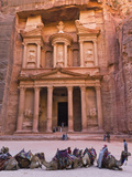 Camels at the Facade of Treasury (Al Khazneh), Petra, Jordan