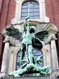 Sculpture of the Archangel Michael Defeating Satan, St Michael's Church, Hamburg, Germany