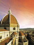 High Angle View of a Cathedral, Duomo Santa Maria Del Fiore, at Sunset Florence, Tuscany, Italy