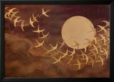 Cranes Over Moon