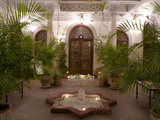 Interior Courtyard with Marble Fountain and Palm Trees, Villa Des Orangiers, Marrakech, Morocco