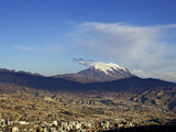 View over La Paz with Mount Illimani in the Background, Bolivia, South America