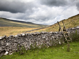 Dry Stone Wall and Ladder Stile at Twisleton Scar, Yorkshire Dales, Yorkshire, England