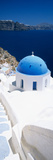 High Angle View of a Church with Blue Dome, Oia, Santorini, Cyclades Islands, Greece
