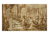 Meeting of the Queen of Sheba and King Solomon, Pencil Drawing; Exhibition from the Legendary…
