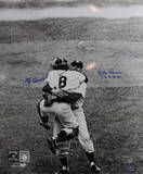 Don Larsen/Yogi Berra Dual Signed Hug Close Up Vertical B&W w/ PG Insc. by Larsen