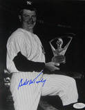 Bob Turley Signed Holding Cy Young Award B/W Autographed Photo (Hand Signed Collectable)