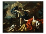 Hagar, Concubine of Abraham, and Son Ishmael in Desert Comforted by Angel