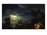 Night Sea Port in Moon Light 1771