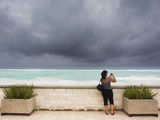 Tourists Come to the Beach to See Hurricane Igor's First Outer Bands