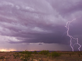 Intense Purple Lightning Bolts Strike in the Desert of New Mexico