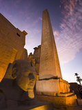 An Obelisk and Sphinx Head at the Entrance to Luxor Temple