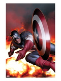 Captain America No.2 Cover: Captain America Jumping and Throwing his Shield