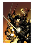 Ultimate Avengers 3 #1 Cover: Blade, Black Widow, Daredevil, and Hawkeye Posing with Weaponry