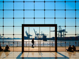 People Strolling at Hamburg Harbour Modern Architecture
