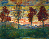 Four Trees, c.1917 Art Print