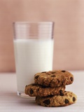 Chocolate Chip Oat Biscuits and a Glass of Milk
