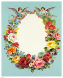 Blumenkranz mit Engeln Art Print