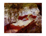 Two Women Asleep in a Punt Art Print