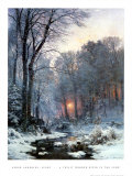 Twilit Wooded River in the Snow