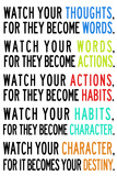 Watch Your Thoughts Colorful Motivational Plastic Sign