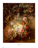 Flowers under a Lion Fountain