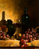 Wine Bottle, Grapes and Walnuts