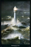 Lighthouse and Stormy Sea Poster
