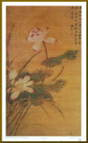 Lotus Flowers - Gold Trim Mounted Print