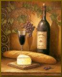 Wine Bottle And Cheese - Gold Trim