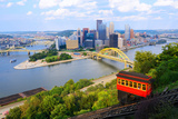 Incline Operating in Front of the Downtown Skyline of Pittsburgh, Pennsylvania, Usa.