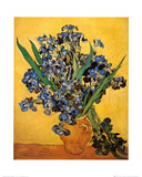Vase of Irises Against a Yellow Background, c.1890