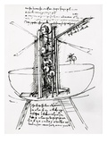 Drawing of a Manually Driven Flying Machine by Leonardo da Vinci Giclee Print