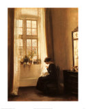 Girl Sewing in an Interior