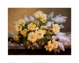 Still Life of Yellow Roses with Lilacs