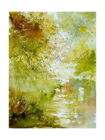 Watercolor Landscape 211005 Giclee Print zoom view in room
